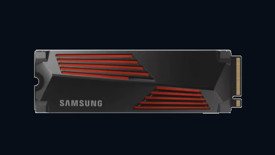 Product photograph of the SSD 990 PRO with Heatsink.