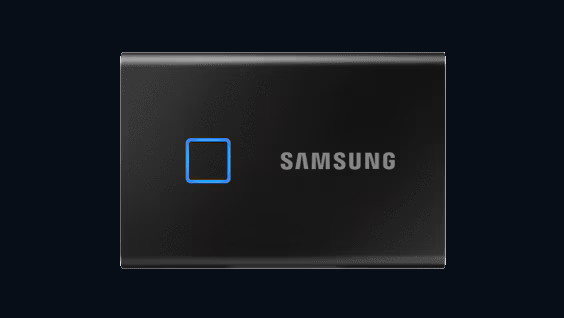 Product photograph of the Portable SSD T7 Touch.